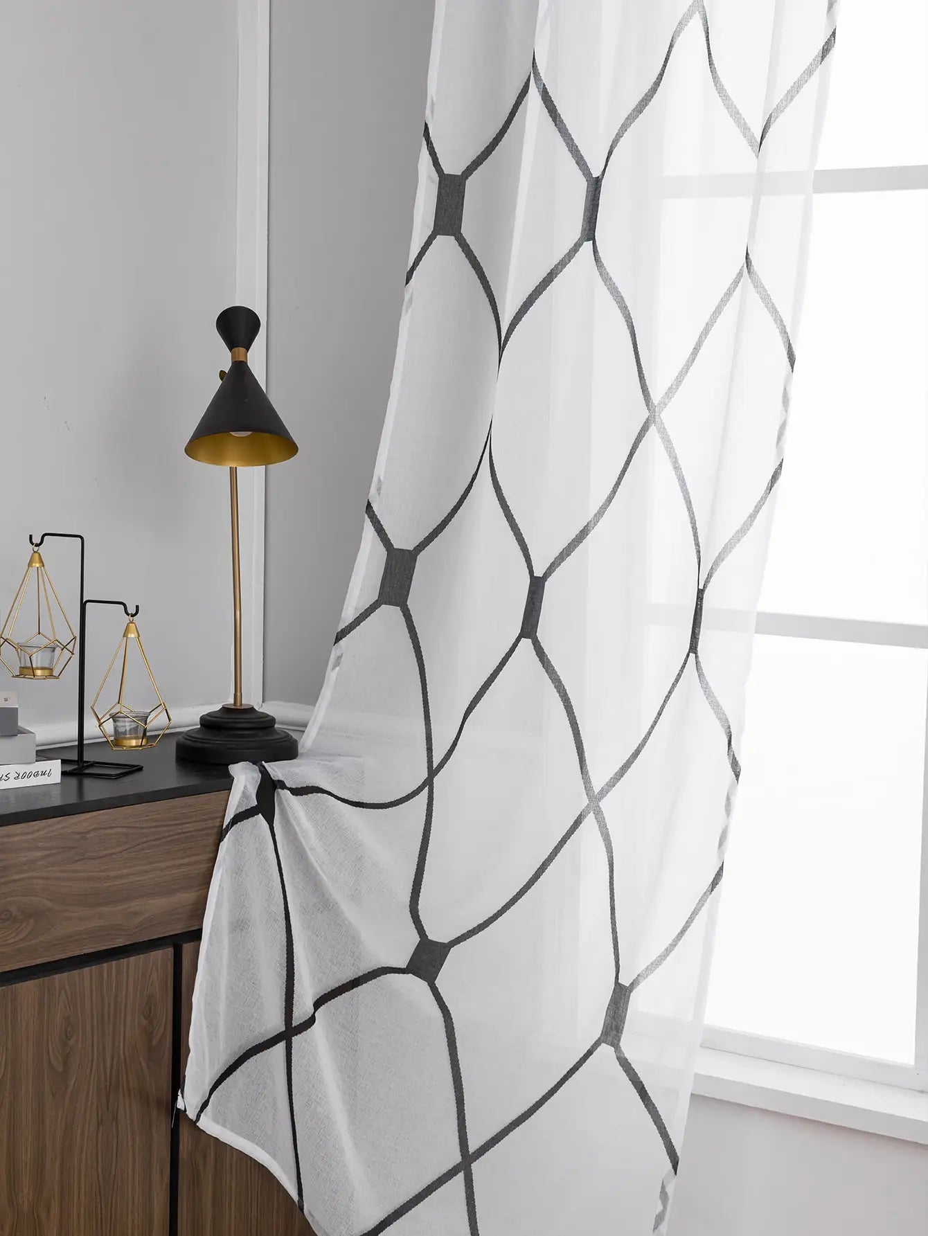 Rideaux transparents blancs – Voile coréen simple en mesh pour salon et chambre