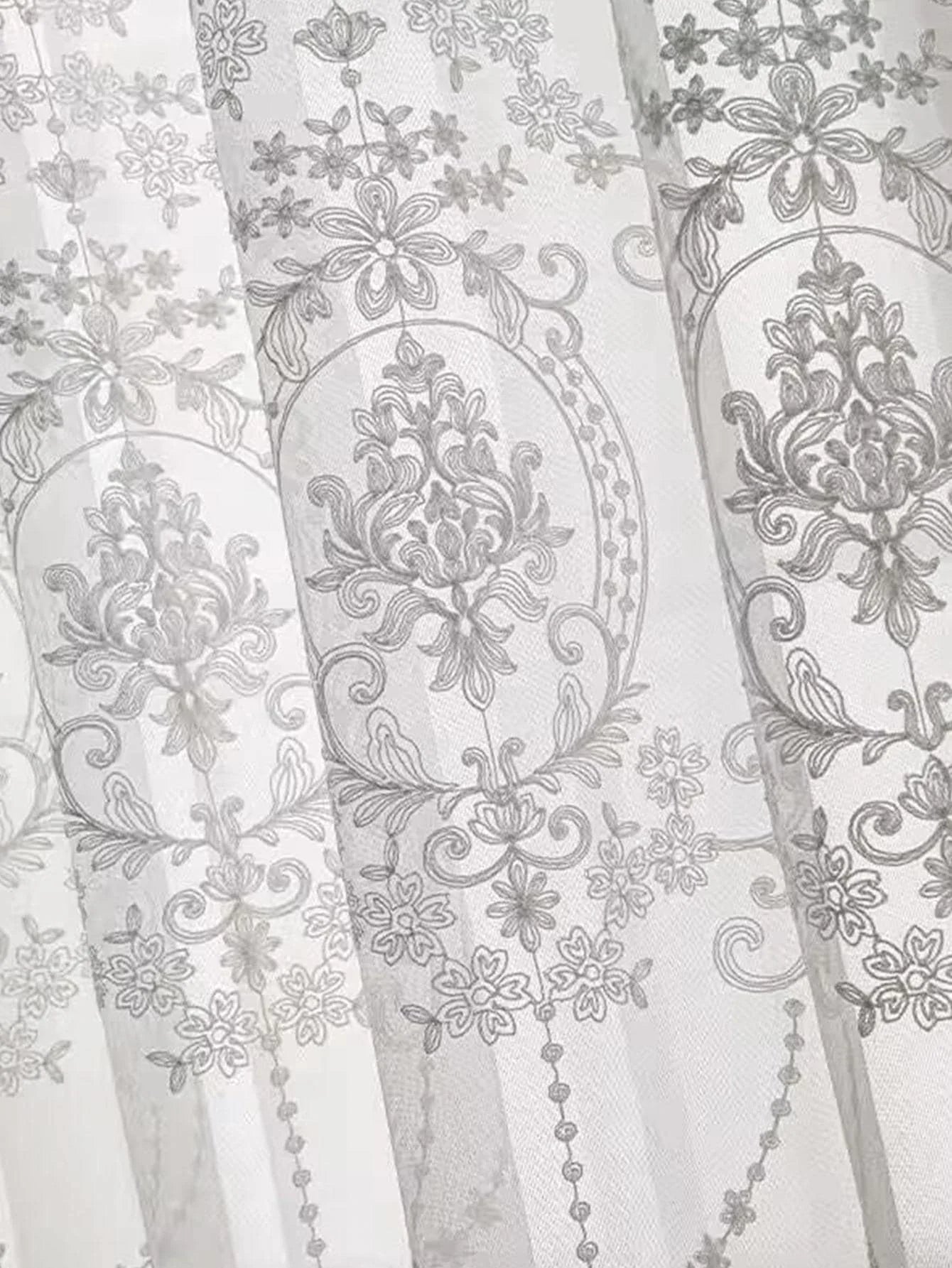 Rideaux transparents blancs – Voile brodé floral pour salon et chambre