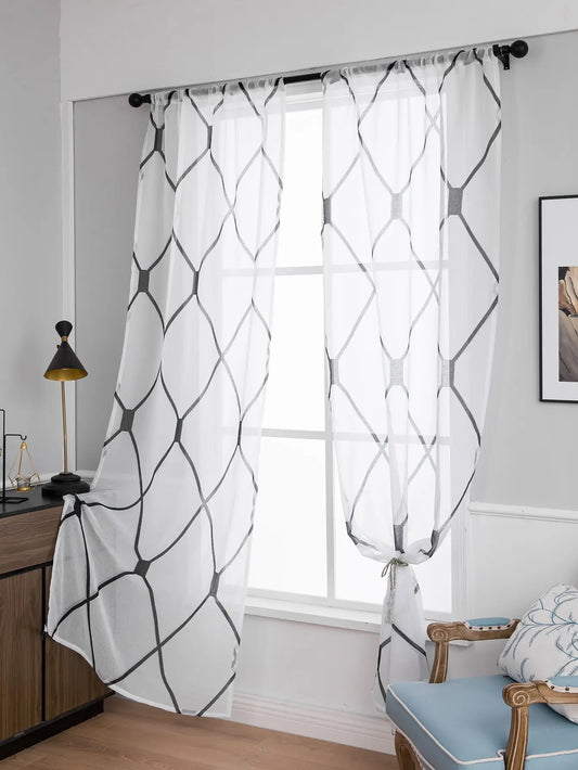 Rideaux transparents blancs – Voile coréen simple en mesh pour salon et chambre