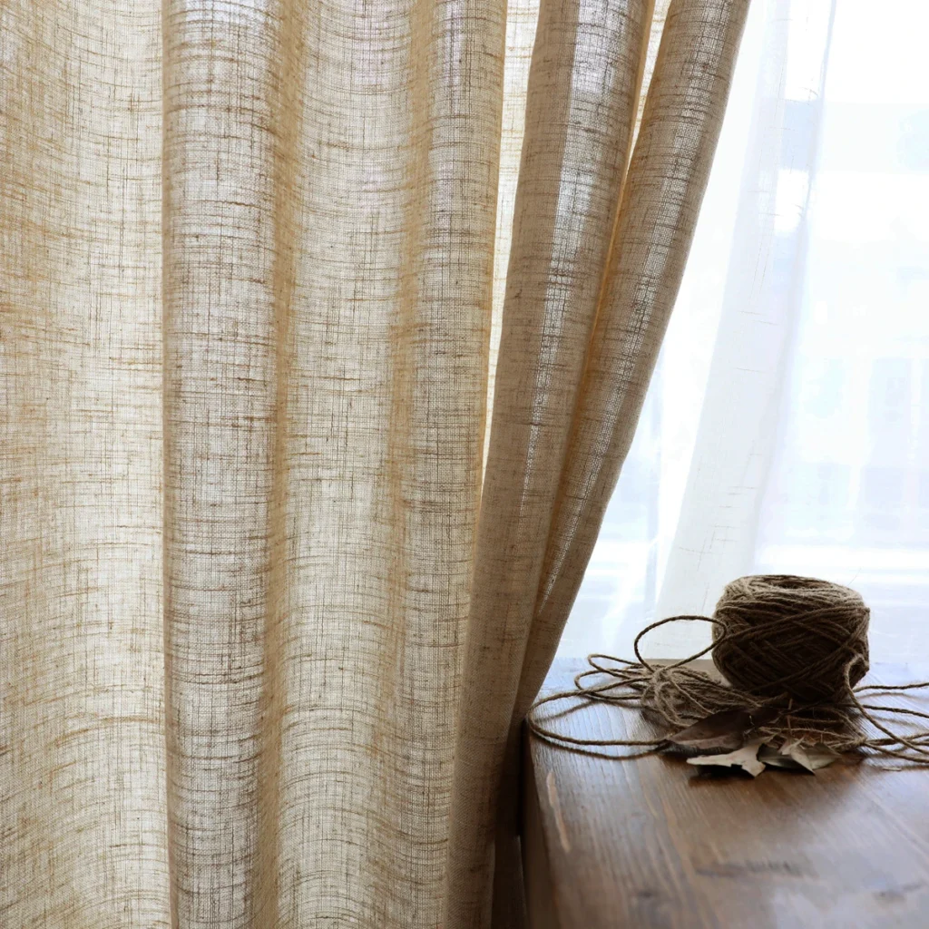 Modern Linen sheer Curtains for Living Room Bedroom pure color cotton linen curtains fabric custom size semi-shading ramie tulle