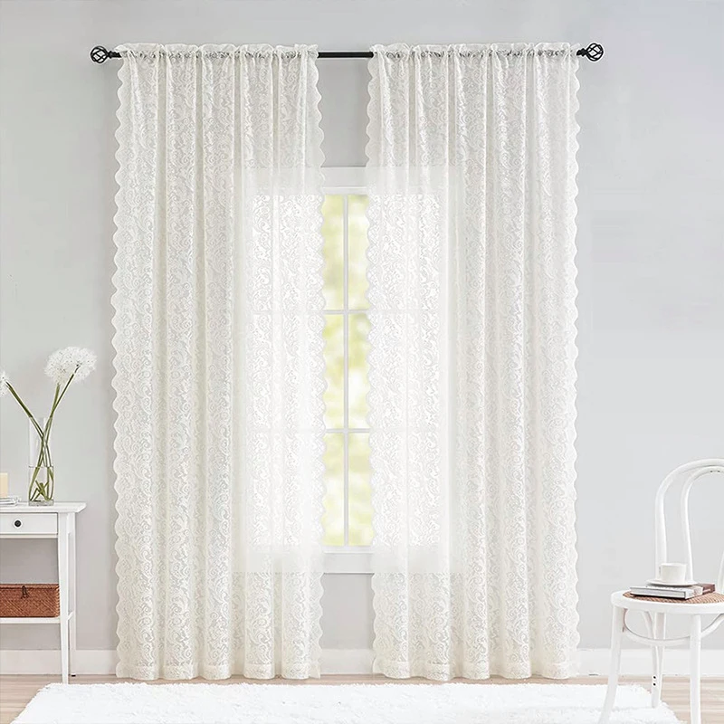 European-Style Lace Curtains, White Warp-Knitted Window Screens, Fresh Pastoral Door Curtains for Living Room, Bedroom, and Bay Windows, Ready-Made - Image 7