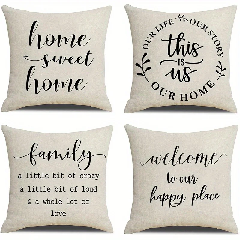 Home Decor Home Sweet Home & Family Love Decor Pillows Pattern Cushion Cover Suitable for Sofa Bedroom Car Pillow Cover