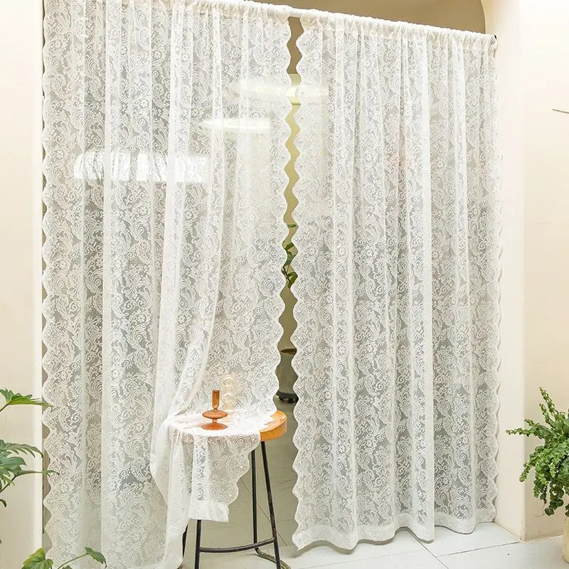 European-Style Lace Curtains, White Warp-Knitted Window Screens, Fresh Pastoral Door Curtains for Living Room, Bedroom, and Bay Windows, Ready-Made - Image 2