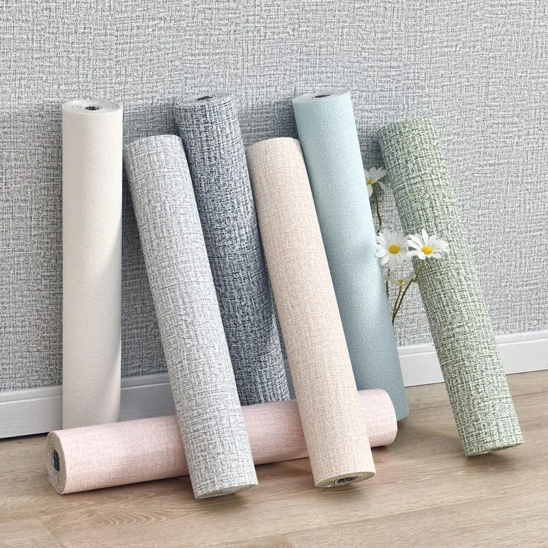 Linen Wallpaper 50cm*10m Self-adhesive 3D Home Renovation Dirt-resistant Waterproof Snd Moisture-proof Foam Wall Stickers