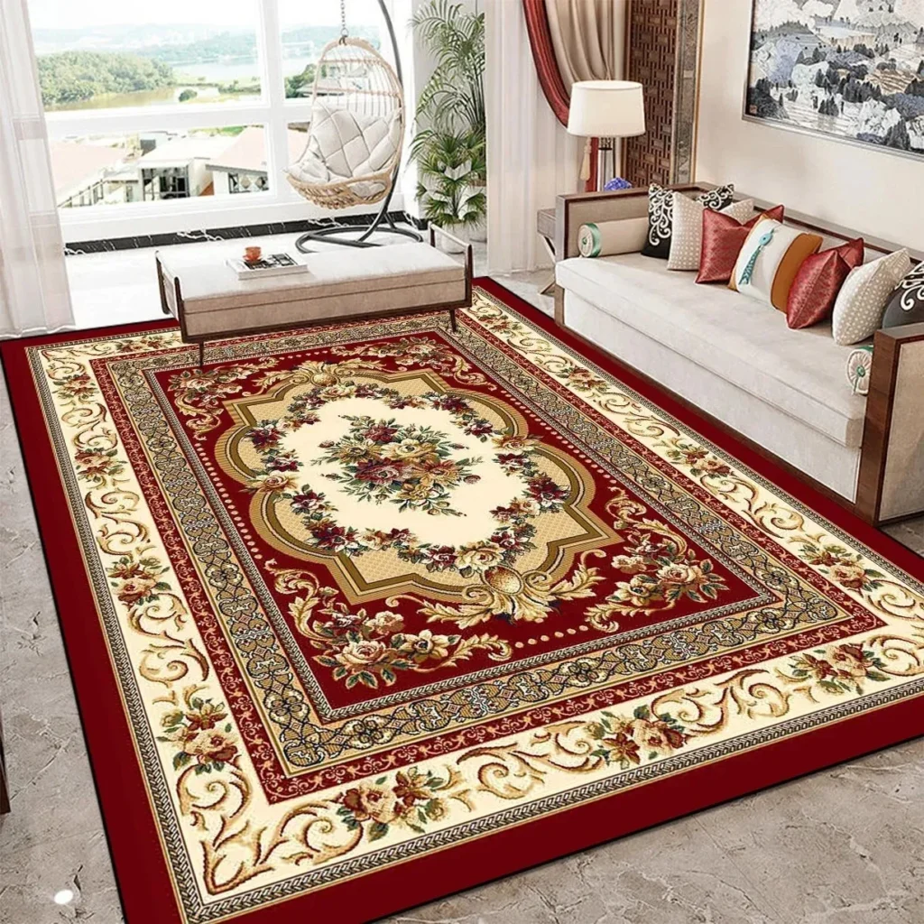 VIKAMA European Vintage Large Area Rug Non-slip Soft Carpet for Living Room Bedroom Home Decor Floor Mat