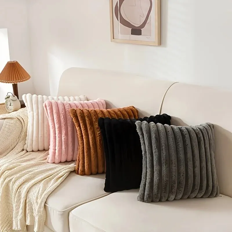 1pc Stripe Corduroy Pillow Case Creative Home Fabric PillowCushion For Sofa Bedroom Car, Home Decoration Home Decor Room Decor - Image 6