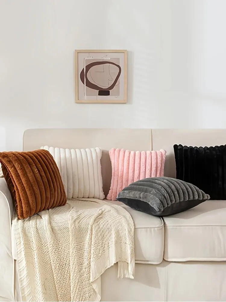 1pc Stripe Corduroy Pillow Case Creative Home Fabric PillowCushion For Sofa Bedroom Car, Home Decoration Home Decor Room Decor - Image 26