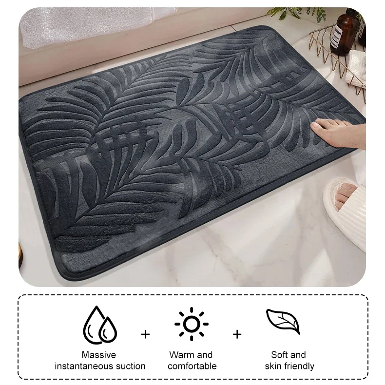 Absorbent Non-slip Bathroom Rug Memory Cotton Bathrooms Floor Rugs Bath Mat Living Room Bedroom Kitchen Home Carpet - Image 3