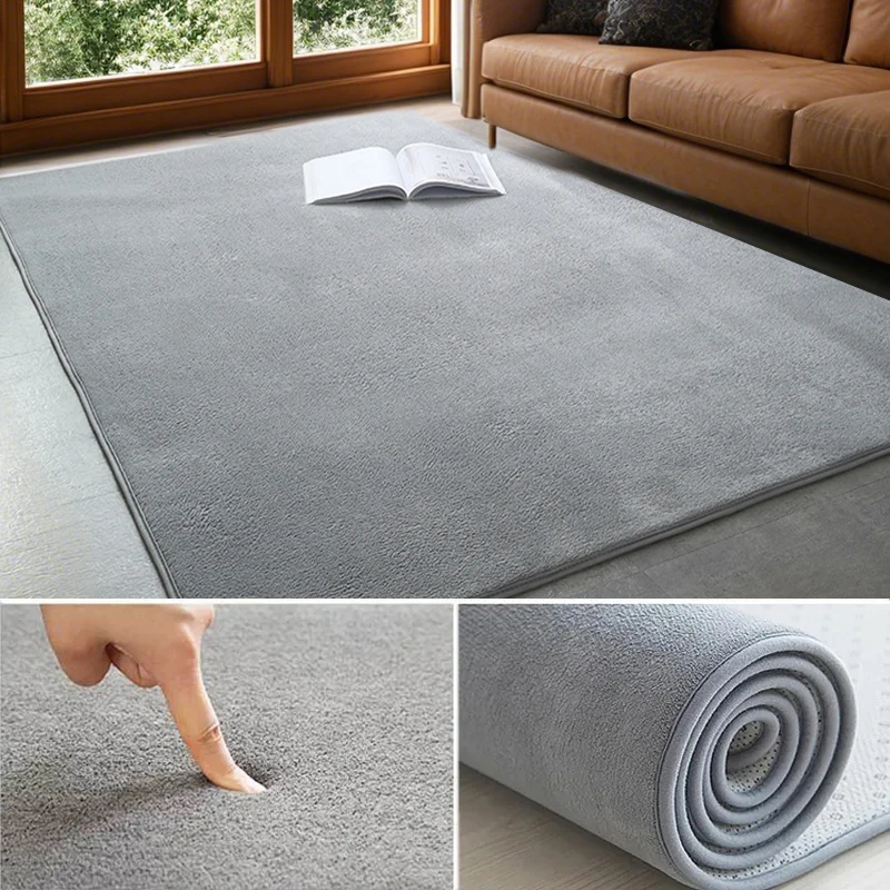 VIKAMA Modern Coral Velvet Carpet Soft Non-Slip Living Room Bedroom Carpet Large Area Children's Play Floor Mat For Home Decor