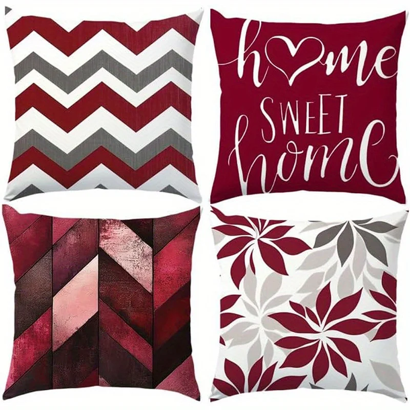 Home Decor Home Sweet Home & Geometric Floral Pillows Pattern Cushion Cover Suitable for Sofa Bedroom Car Pillow Cover