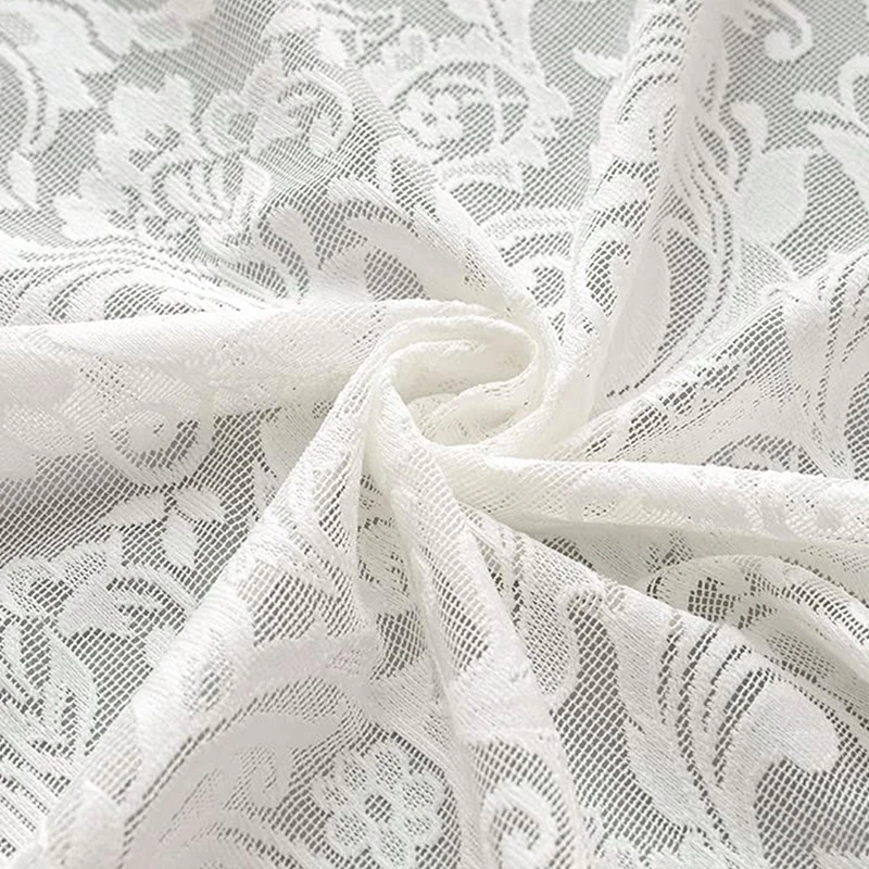 European-Style Lace Curtains, White Warp-Knitted Window Screens, Fresh Pastoral Door Curtains for Living Room, Bedroom, and Bay Windows, Ready-Made - Image 5