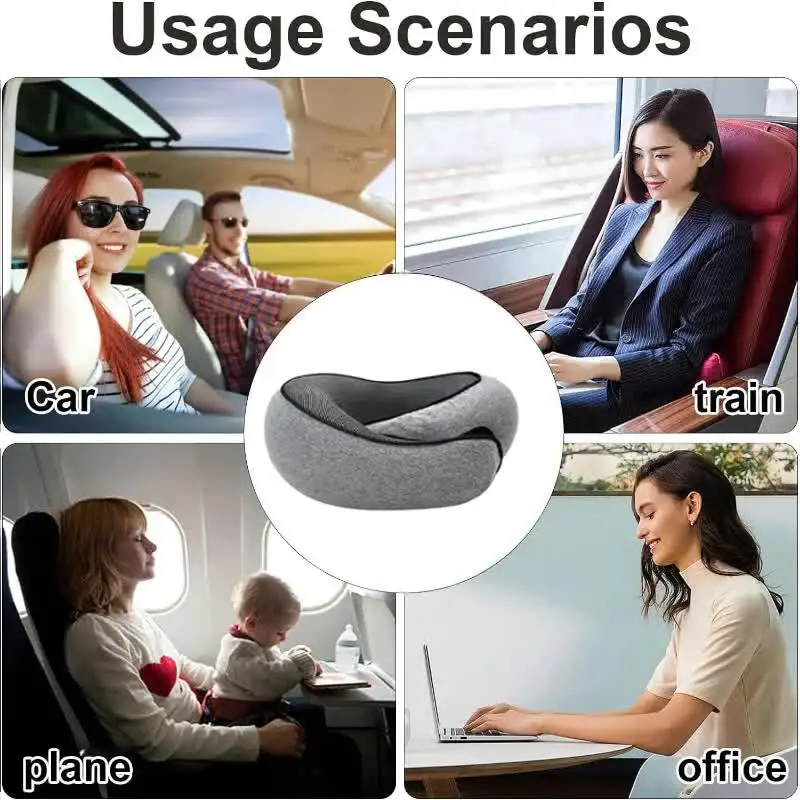 Travel Neck Pillow Memory Foam U-shaped Pillow Snail Style Travel Neck Support Portable Adjustable Soft Noon Break Sleep Pillows - Image 6