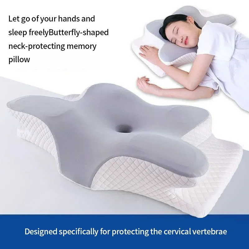 sunmmer cold Sleeping memory pillow slow rebound memory cotton pillow neck pillow butterfly pillow cervical pillow